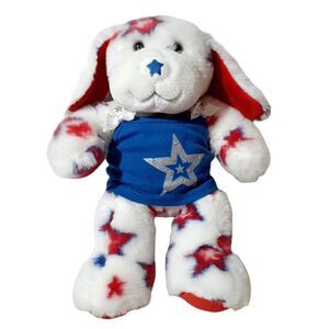 Build A Bear Stars Plush Puppy Stuffed Red White Blue Patriotic With Top15"